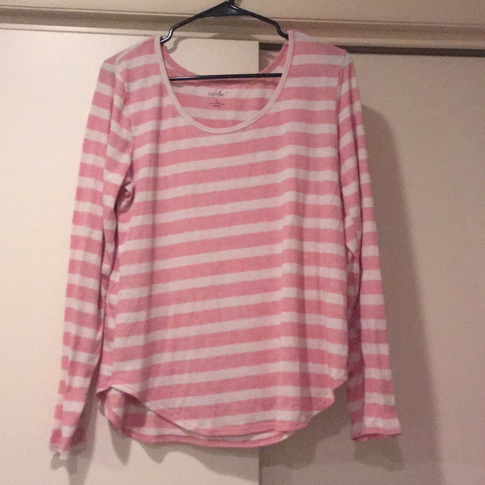 Pink and white striped long sleeve